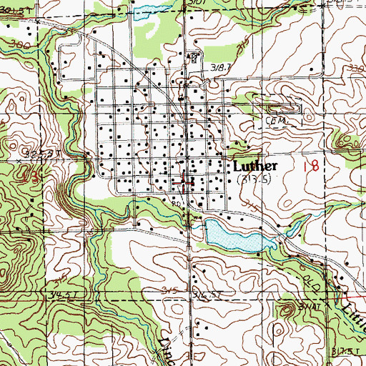Topographic Map of Luther Post Office, MI