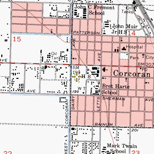 Topographic Map of West Corcoran Ditch, CA