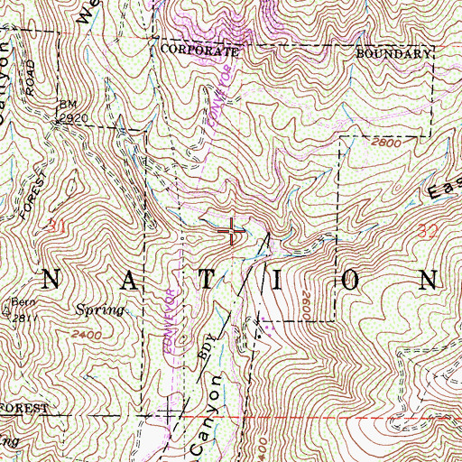 Topographic Map of West Fork Devil Canyon, CA