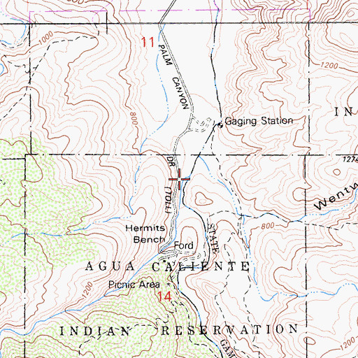 Topographic Map of West Fork Palm Canyon, CA