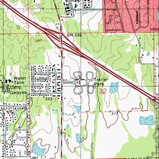 Topographic Map of Springridge Mobile Estates, MS