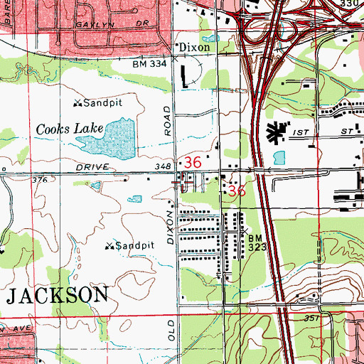 Topographic Map of Dixon Road Mobile Home Park, MS