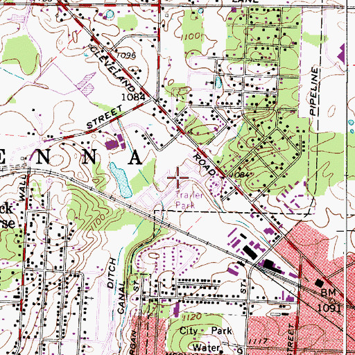 Topographic Map of Pine Gate Village, OH