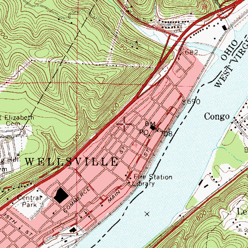 Topographic Map of Cline Mobile Park, OH