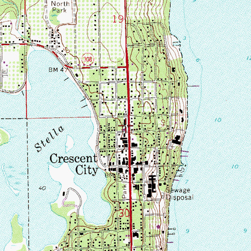 Topographic Map of Crescent City Fire Department, FL