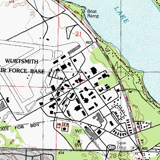 Topographic Map of Oscoda Township Library, MI