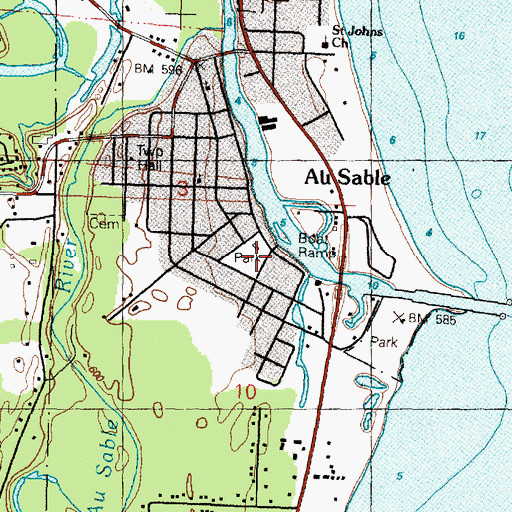 Topographic Map of Au Sable Childrens Park, MI