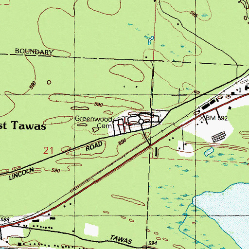 Topographic Map of Saint Joseph's Cemetery, MI