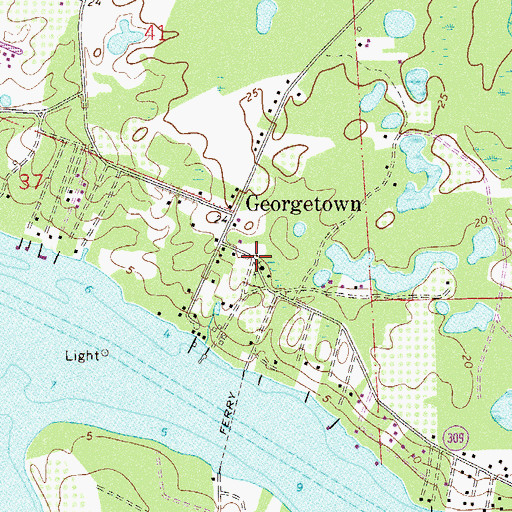 Topographic Map of Georgetown Cemetery, FL