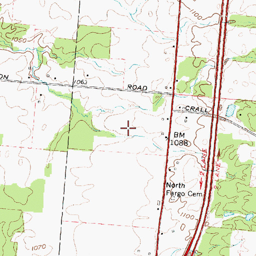 Topographic Map of Bennington Springs, OH