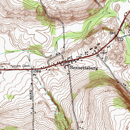 Topographic Map of Bennetsburg Church Cemetery, NY