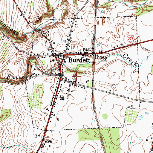 Topographic Map of Burdett Presbyterian Cemetery, NY