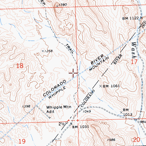 Topographic Map of Whipple Mountain Tunnel, CA