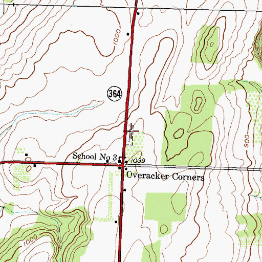 Topographic Map of Overackers Cemetery, NY
