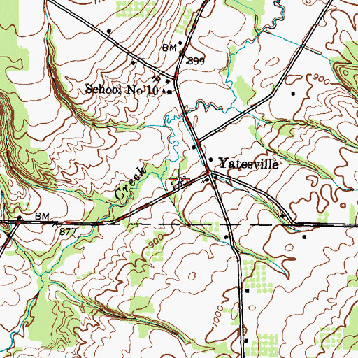 Topographic Map of Yatesville Cemetery, NY