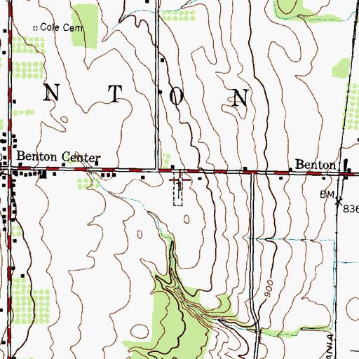 Topographic Map of Benton Rural Cemetery, NY