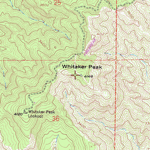 Topographic Map of Whitaker Peak, CA