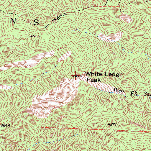 Topographic Map of White Ledge Peak, CA