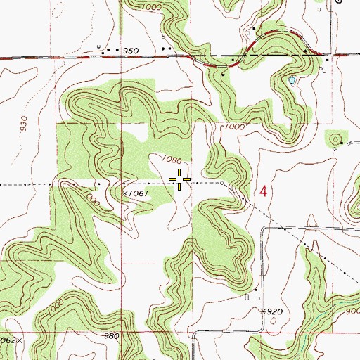 Topographic Map of Melander Hill, WI