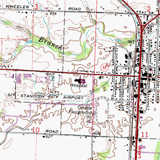 Topographic Map of Saint Mary's of Michigan Standish Community Hospital, MI