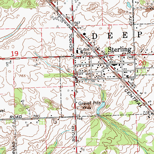 Topographic Map of Sterling Wesleyan Church, MI