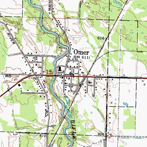 Topographic Map of Omer Library, MI