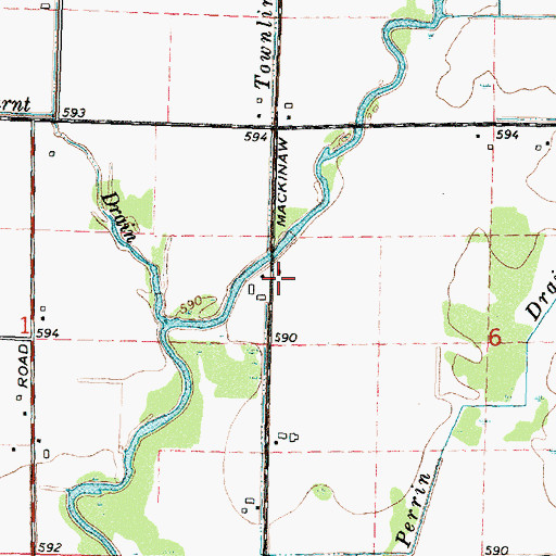 Topographic Map of Au Gres Library, MI