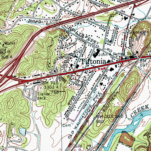 Topographic Map of Armstrong Trailer Park, TN