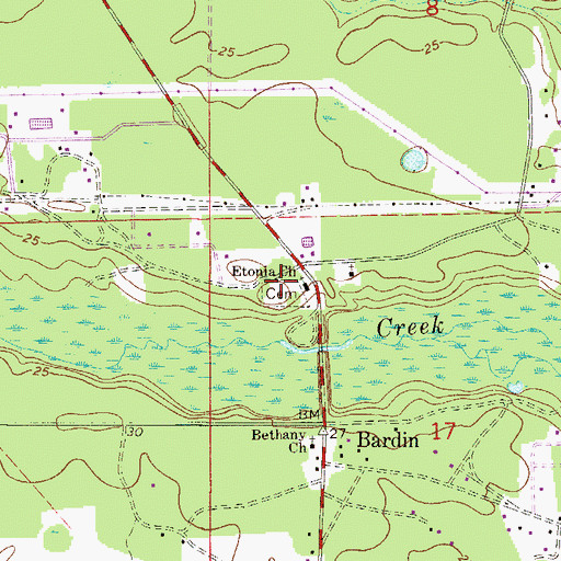 Topographic Map of Etonia Cemetery, FL