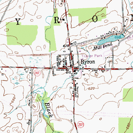 Topographic Map of Byron Presbyterian Church, NY