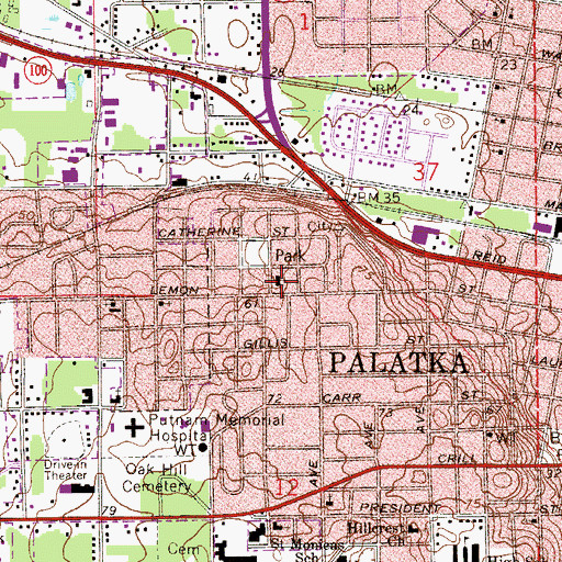 Topographic Map of Saint Johns Avenue Baptist Church, FL