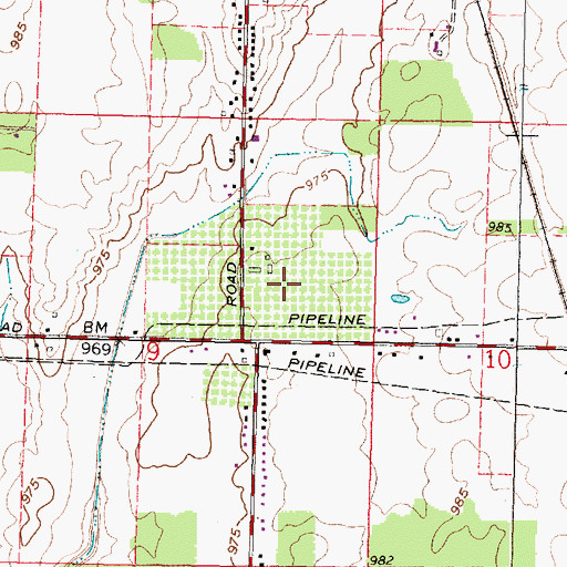 Topographic Map of Lawrence Orchards, OH