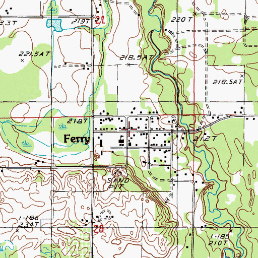 Topographic Map of Ferry Township Fire Department, MI