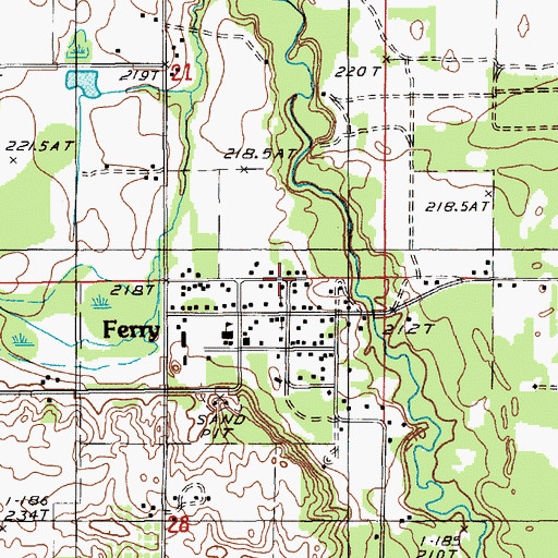 Topographic Map of Ferry Wesleyan Church, MI
