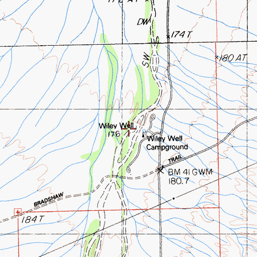 Topographic Map of Wiley Well, CA