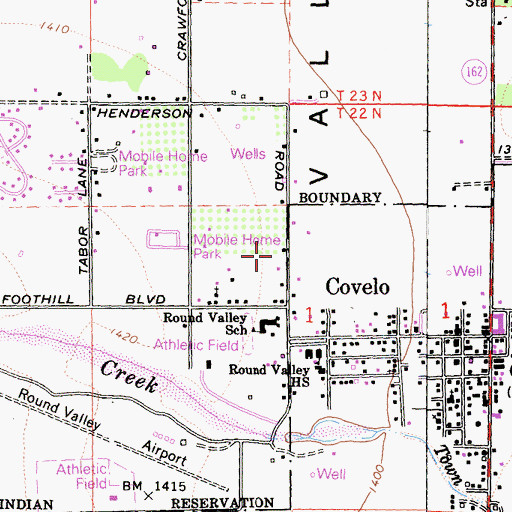 Topographic Map of Covelo Christian School, CA
