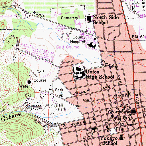 Topographic Map of Pomolita Middle School, CA