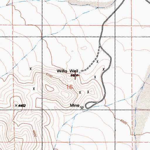 Topographic Map of Willis Well, CA