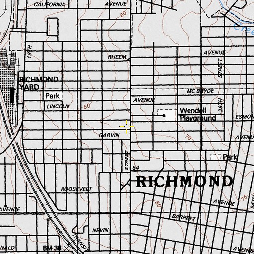 Topographic Map of Williams and Brown Academy, CA