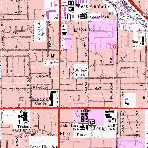 Topographic Map of Willow Park, CA