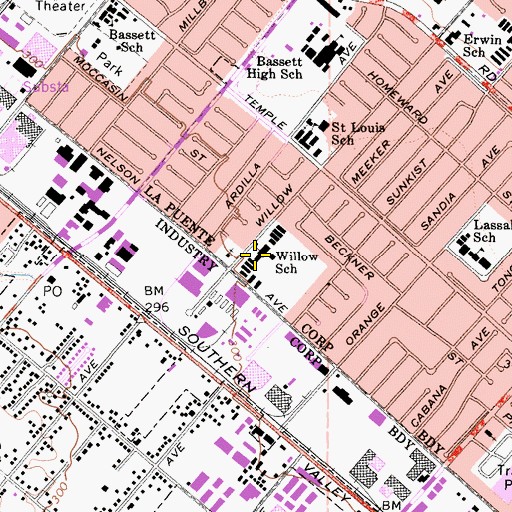 Topographic Map of Hacienda La Puenta Adult Education School, CA