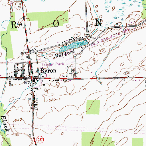 Topographic Map of Byron Cemetery, NY