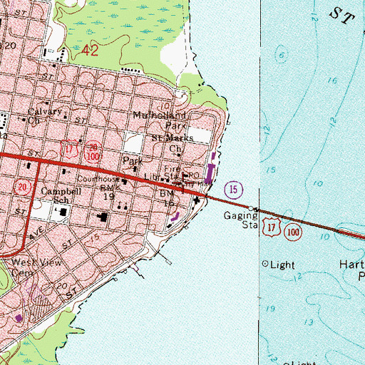 Topographic Map of Palatka City Hall, FL