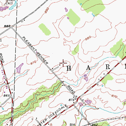 Topographic Map of Howry Farms, OH