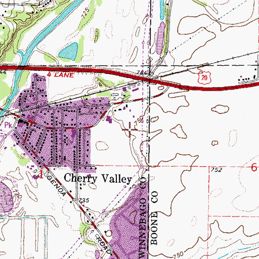 Topographic Map of Valley Orchard, IL