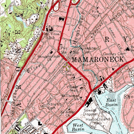 Topographic Map of Old Town Cemetery, NY