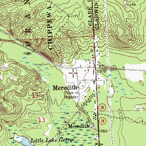 Topographic Map of Meridith Cemetery, MI