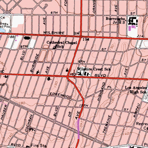 Topographic Map of Wilshire Crest Elementary School, CA