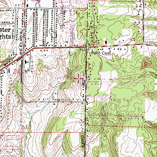 Topographic Map of Hidden Valley Mobile Home Park, OH