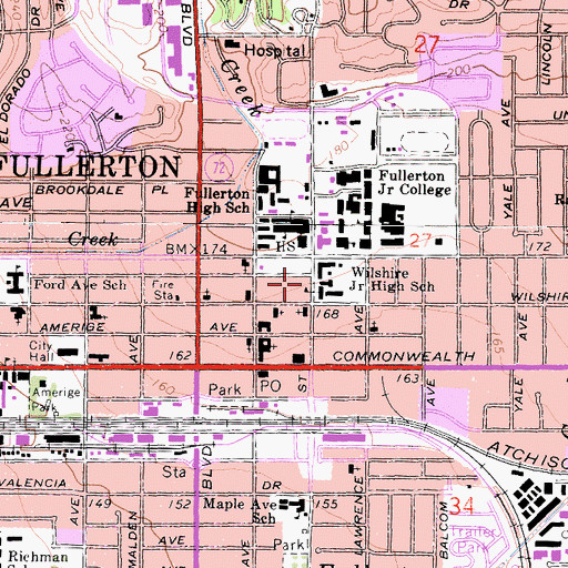 Topographic Map of Wilshire Junior High School (historical), CA